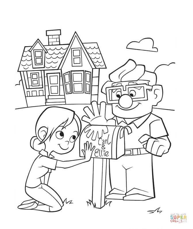 Carl and ellie mailbox coloring page free printable coloring pages disney coloring sheets cartoon coloring pages coloring books