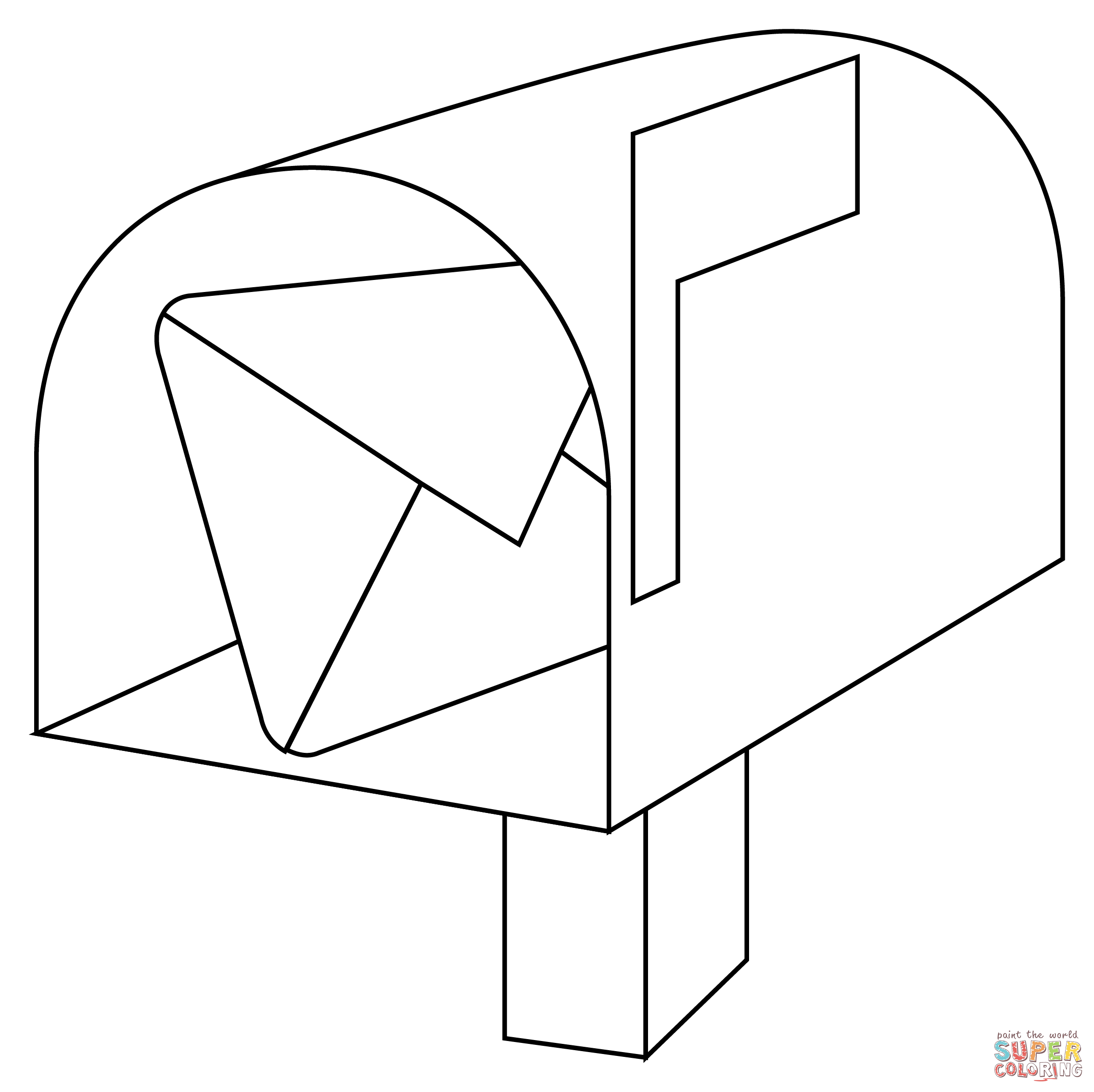 Open mailbox with raised flag coloring page free printable coloring pages