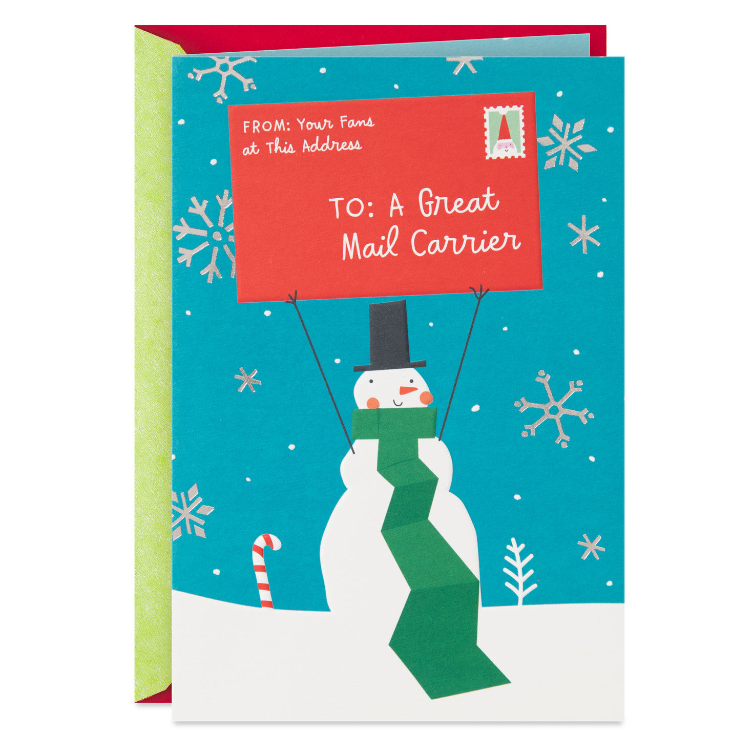 Thank you snowman christmas card for mail carrier