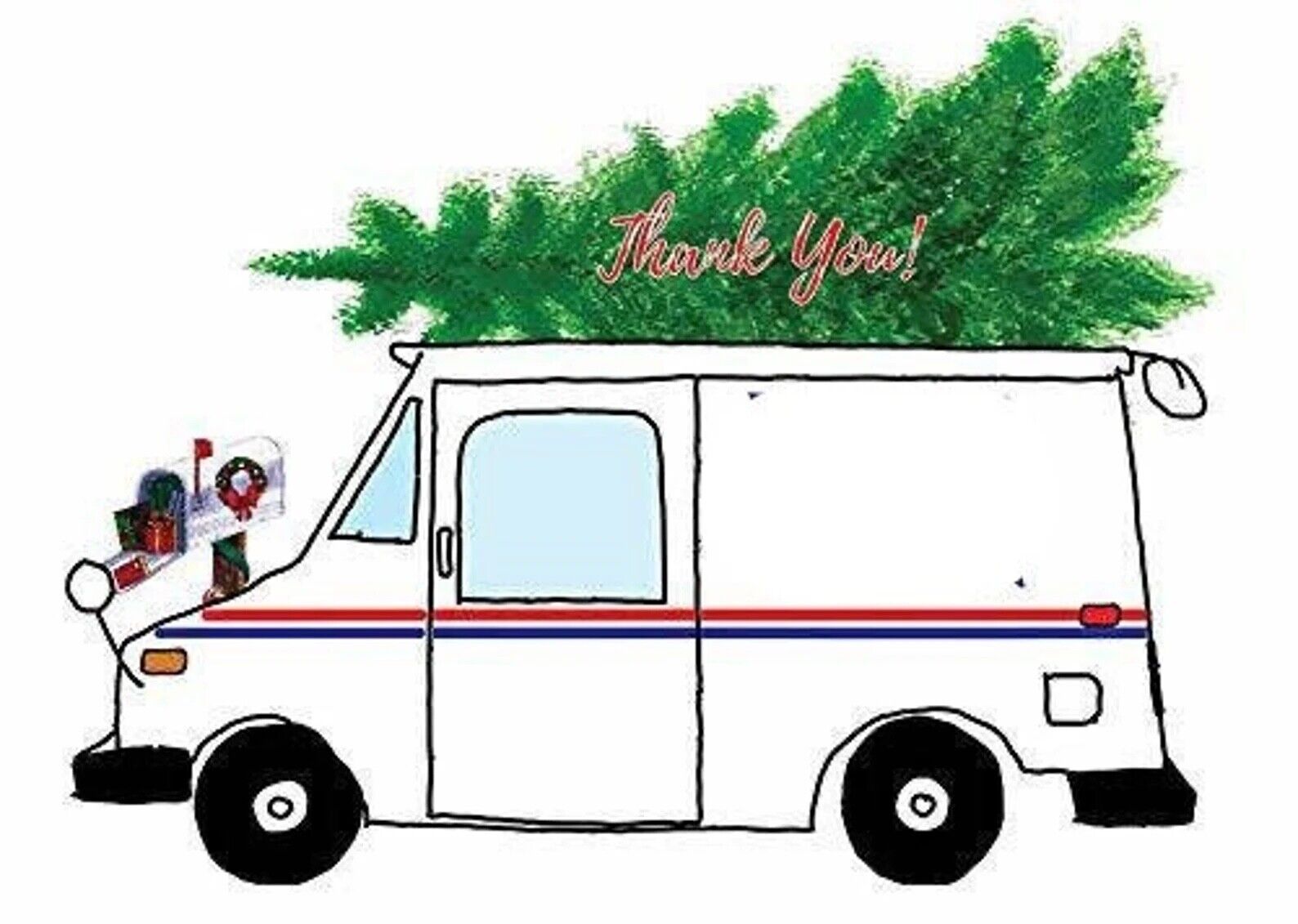 Usps mail carrier christmas thank you cards