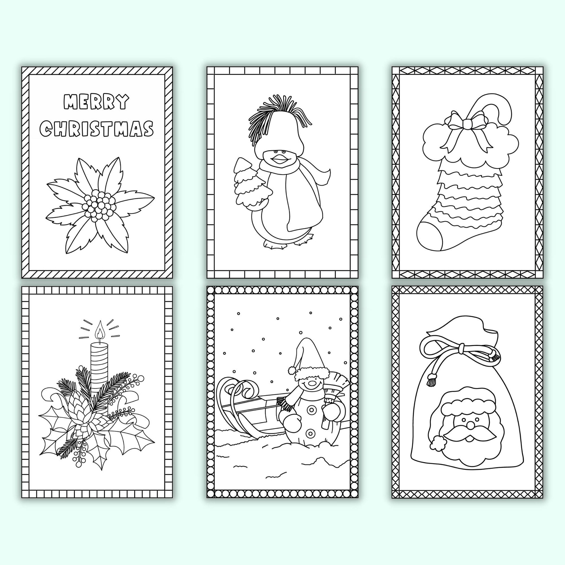 Christmas colouring cards set of â printables by the craft