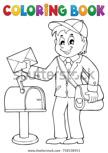 Coloring book postman topic eps stock vector royalty free