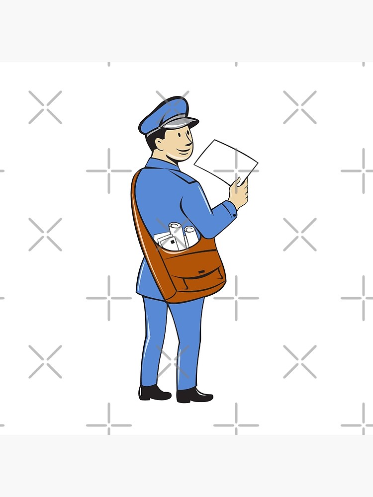 Mailman deliver letter isolated cartoon greeting card for sale by patrimonio