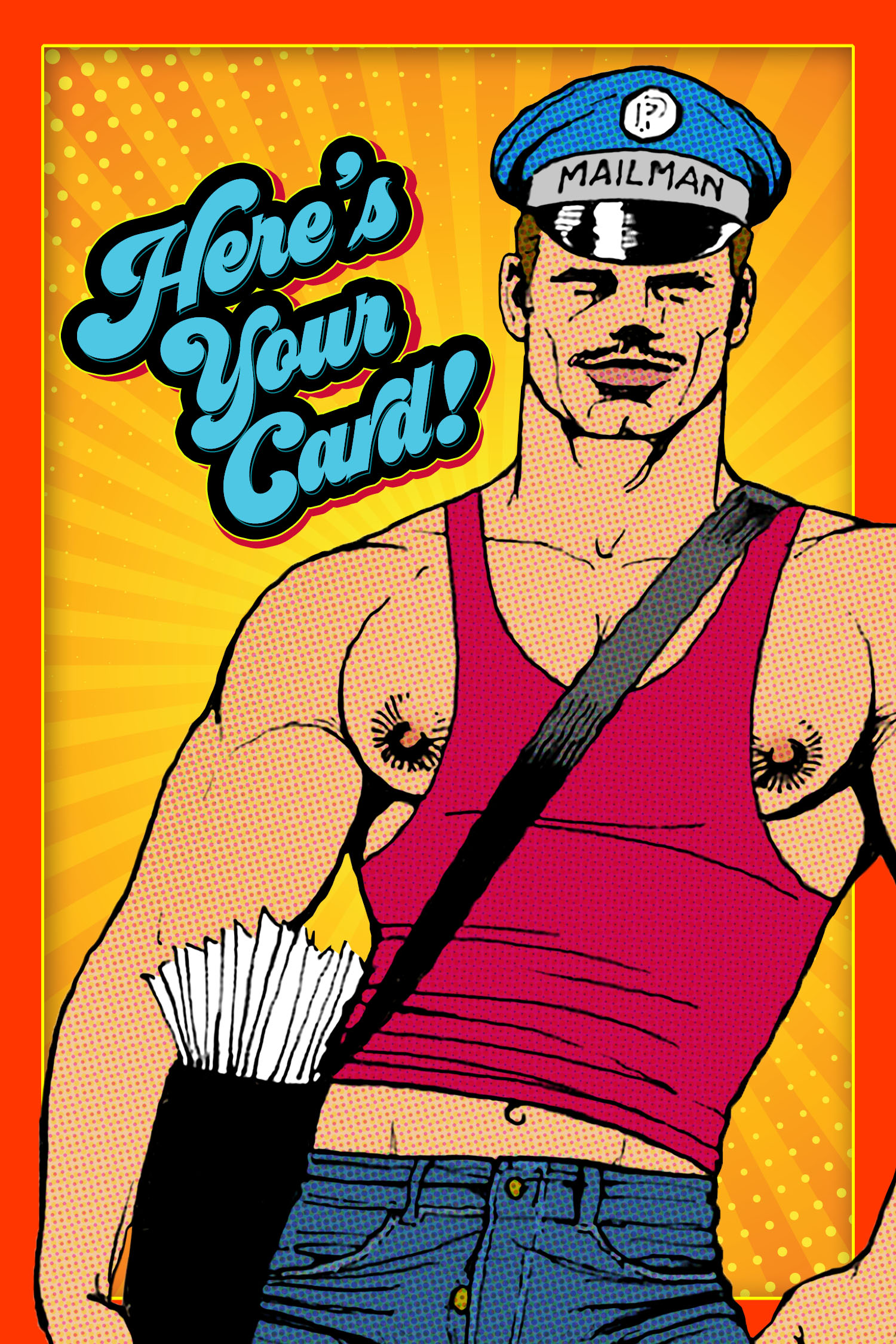 Postman package tom of finland birthday card â gay greeting cards by kweer cards