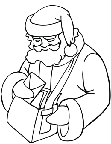 Santa claus with postman bag coloring page free printable coloring pages