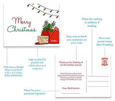 Postal christmas thank you cards holiday greeting cards for mailman mail man christmas cards thank you cards from mail carrier holiday post cards christmas lights your choice of greeting quantity