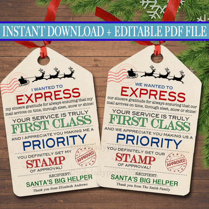 Christmas mailman gift tag printables