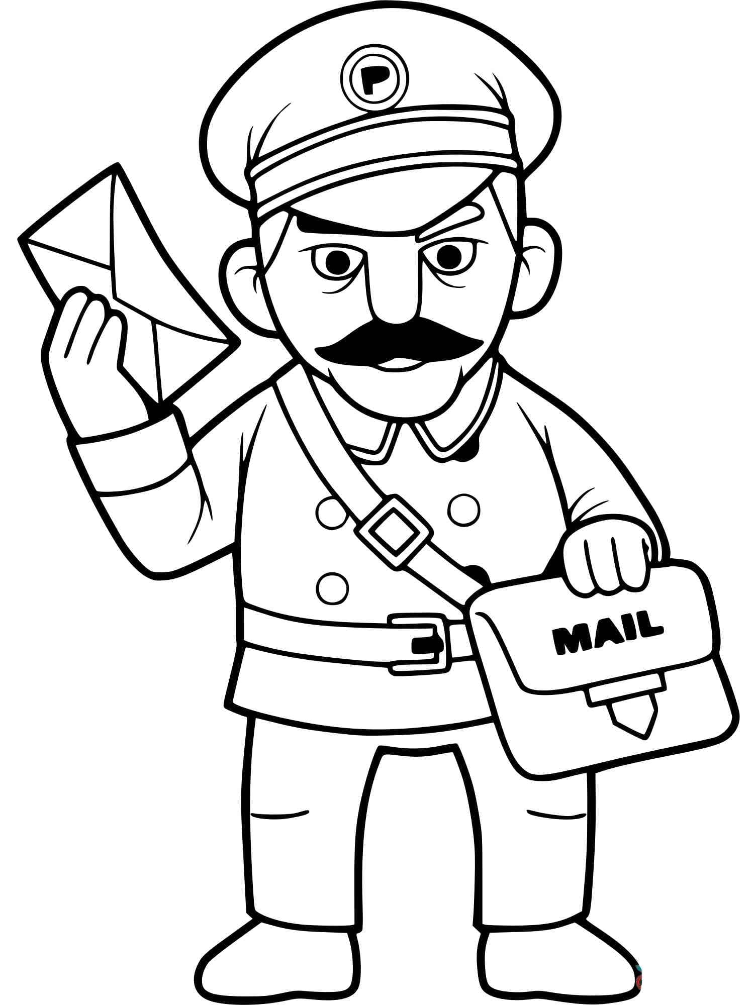 Postman image coloring page