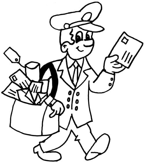 Mailman and letters coloring page