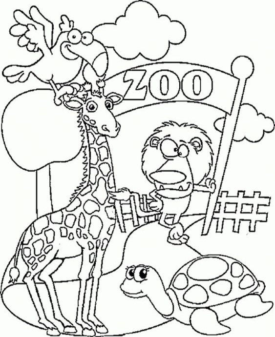 Free easy to print zoo coloring pages