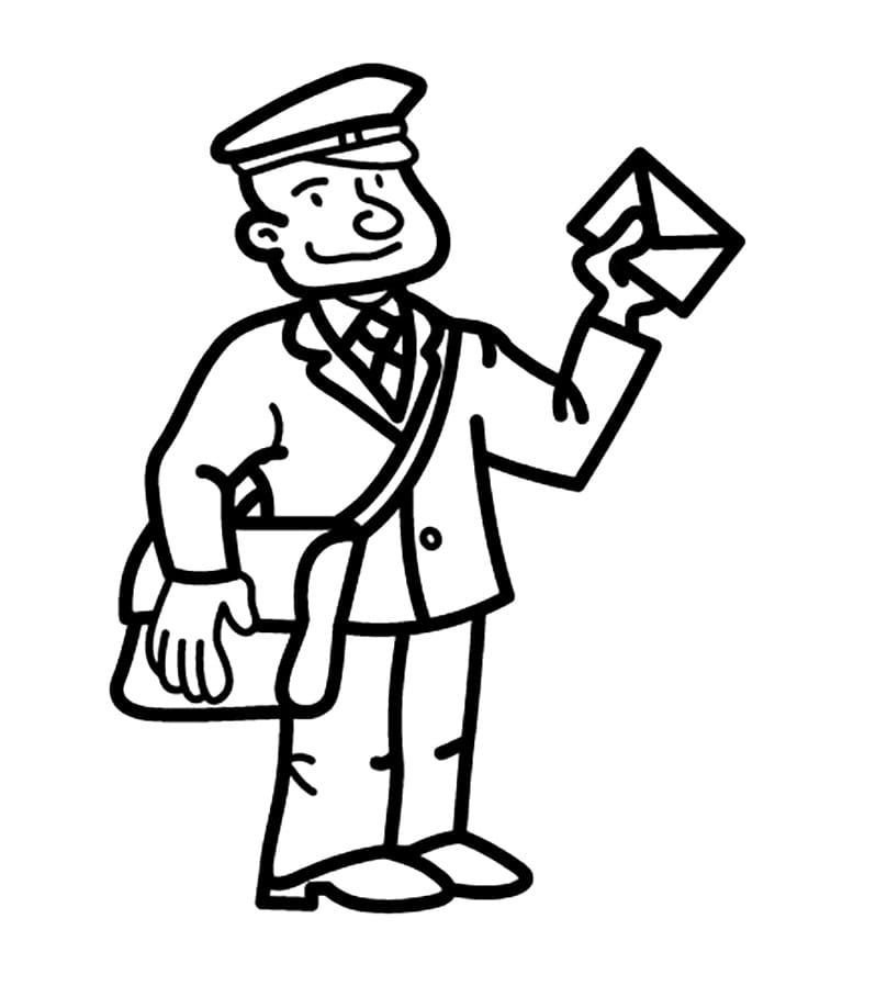 Mailman and letters coloring page