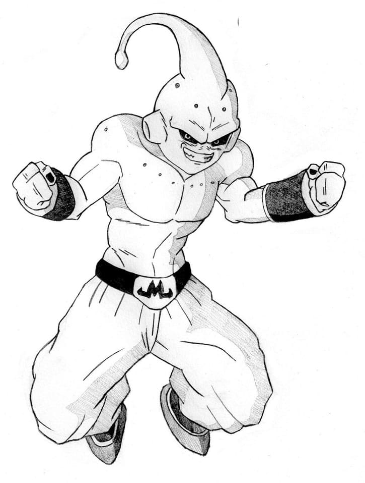 Majin buu smiling coloring page