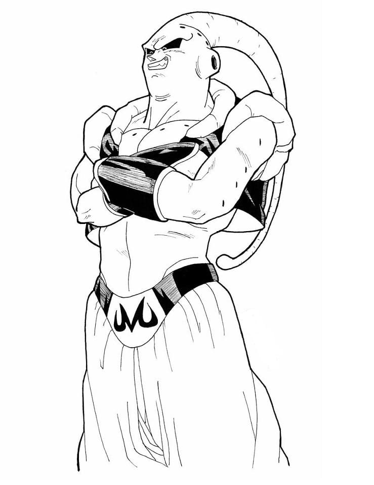 Majin buu from dragon ball z coloring page