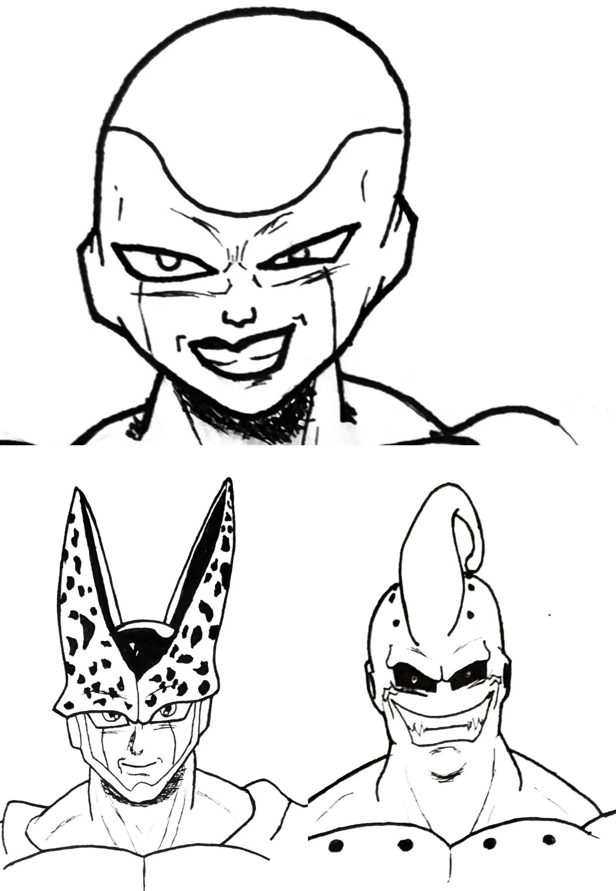 Freeza cell and majin boosketches by thedk on deviantart desenho dragon ball z majin boo