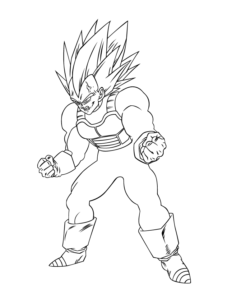 Powerful vegeta in dragon ball z coloring page