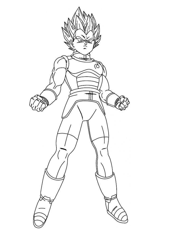 Vegeta in dragon ball z coloring page