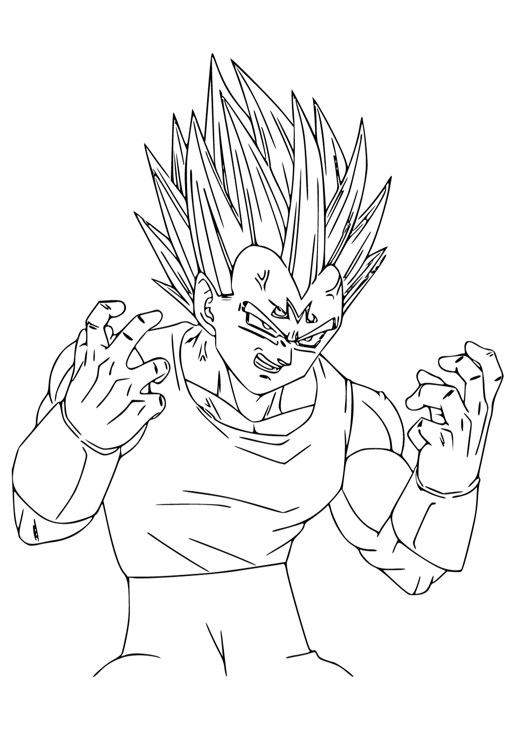 Free printable vegeta power coloring page for adults and kids