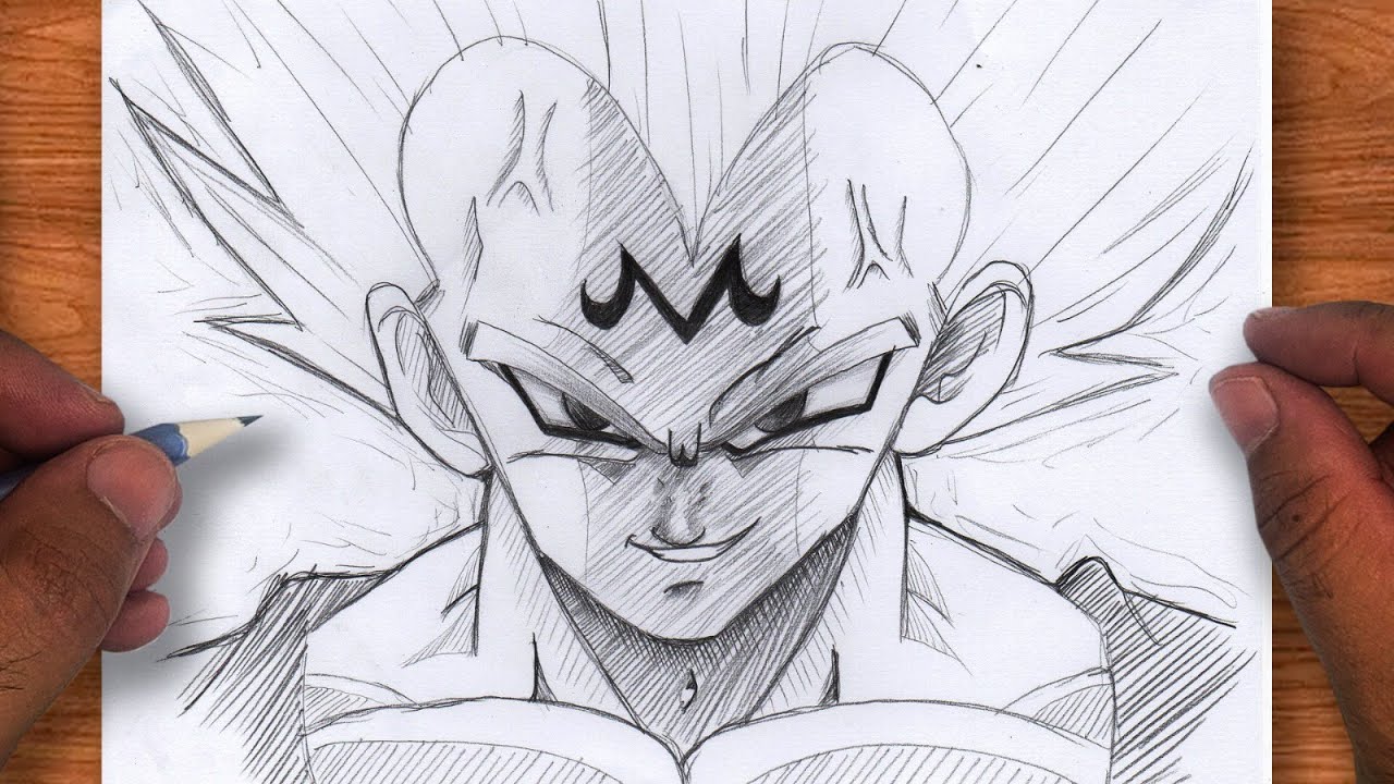 How to draw majin vegeta step by step easy dragon ball drawing real time