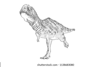 Sketch majungasaurus isolated on white stock illustration