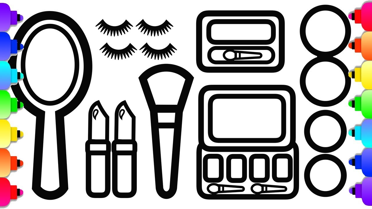 Glitter makeup set coloring and drawingððððð makeup coloring page ð