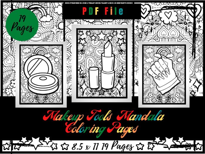 Makeup tools mindfulness mandala colouring pages makeup printable colouring sheets pdf teaching resources