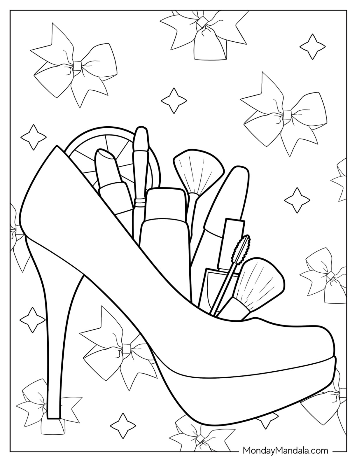 Makeup coloring pages free pdf printables