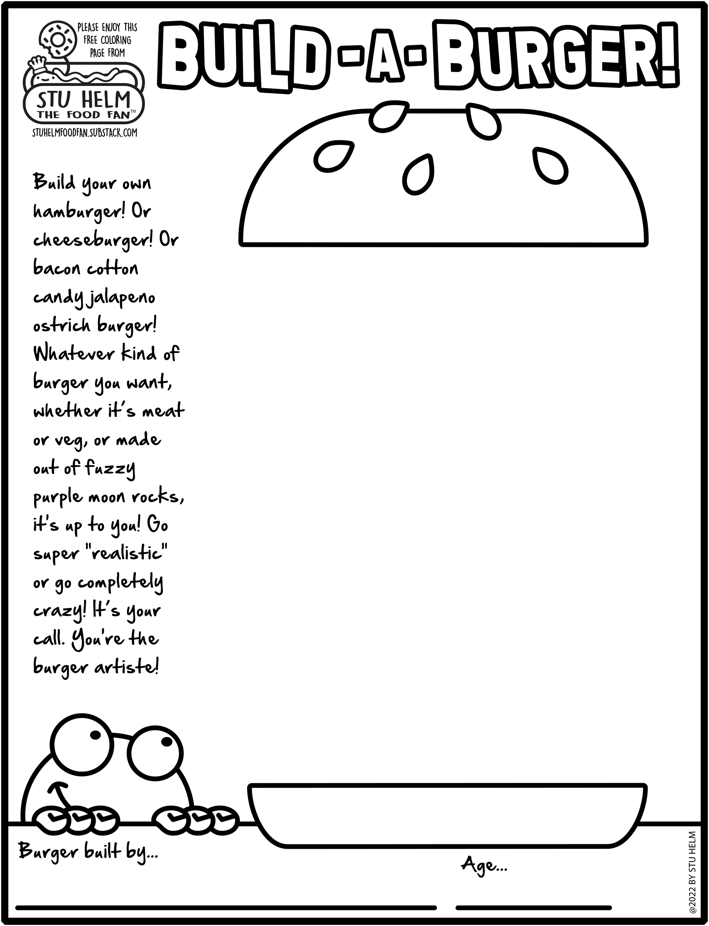 Custom coloring pages stu helm food fan