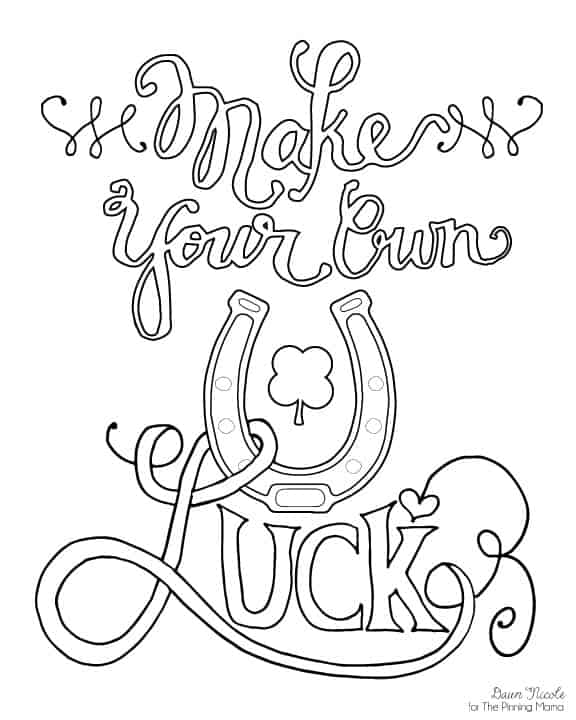 Make your own luck print coloring page â the pinning mama