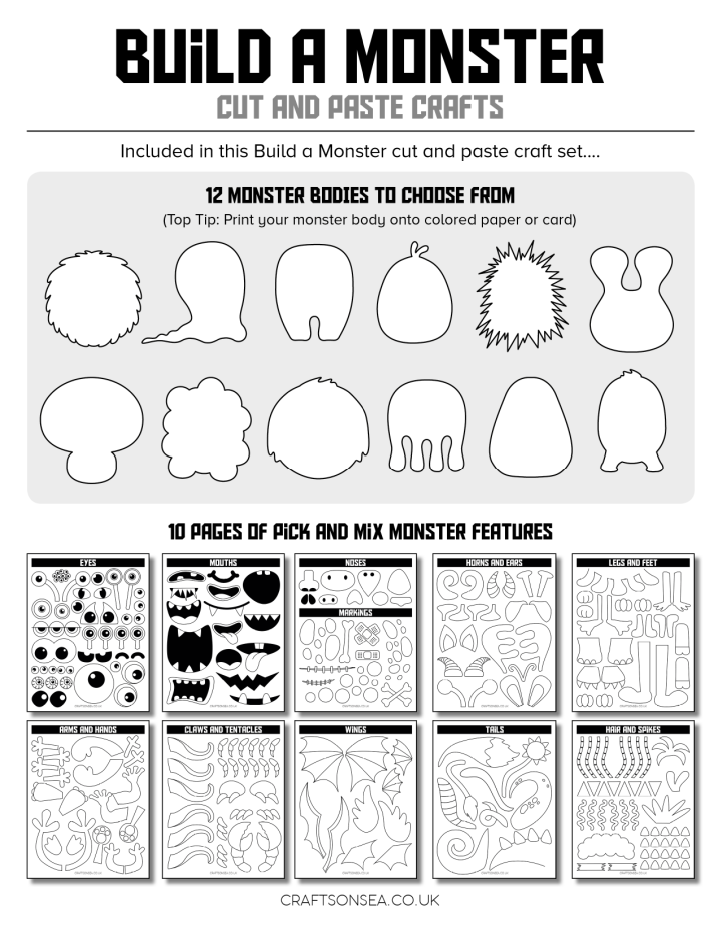 Build a monster printable craft free pages