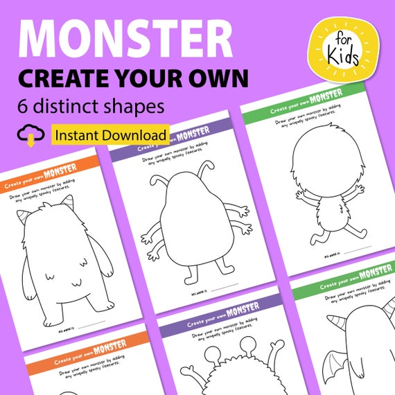 Create your own monster printable template for kids halloween coloring activity monster party coloring sheets