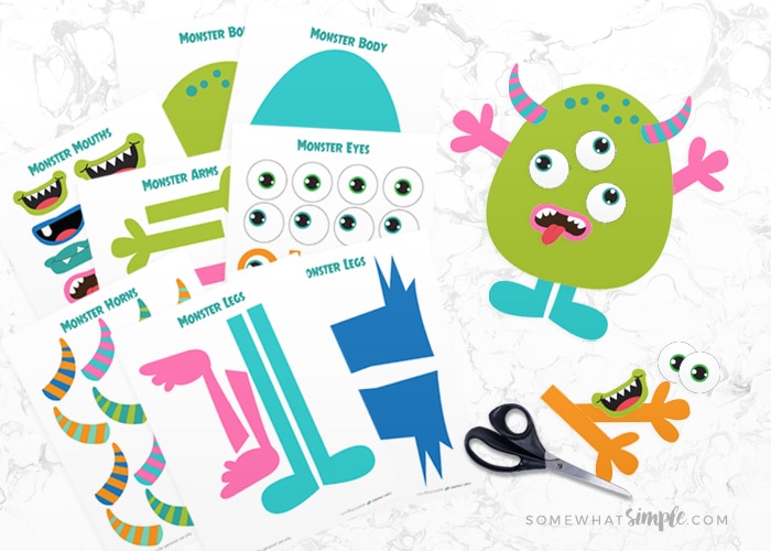 Build a monster free printable craft kit somewhat simple