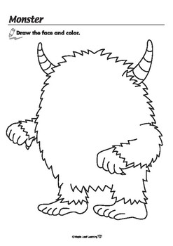 Monster halloween coloring worksheet by maple leaf learning tpt