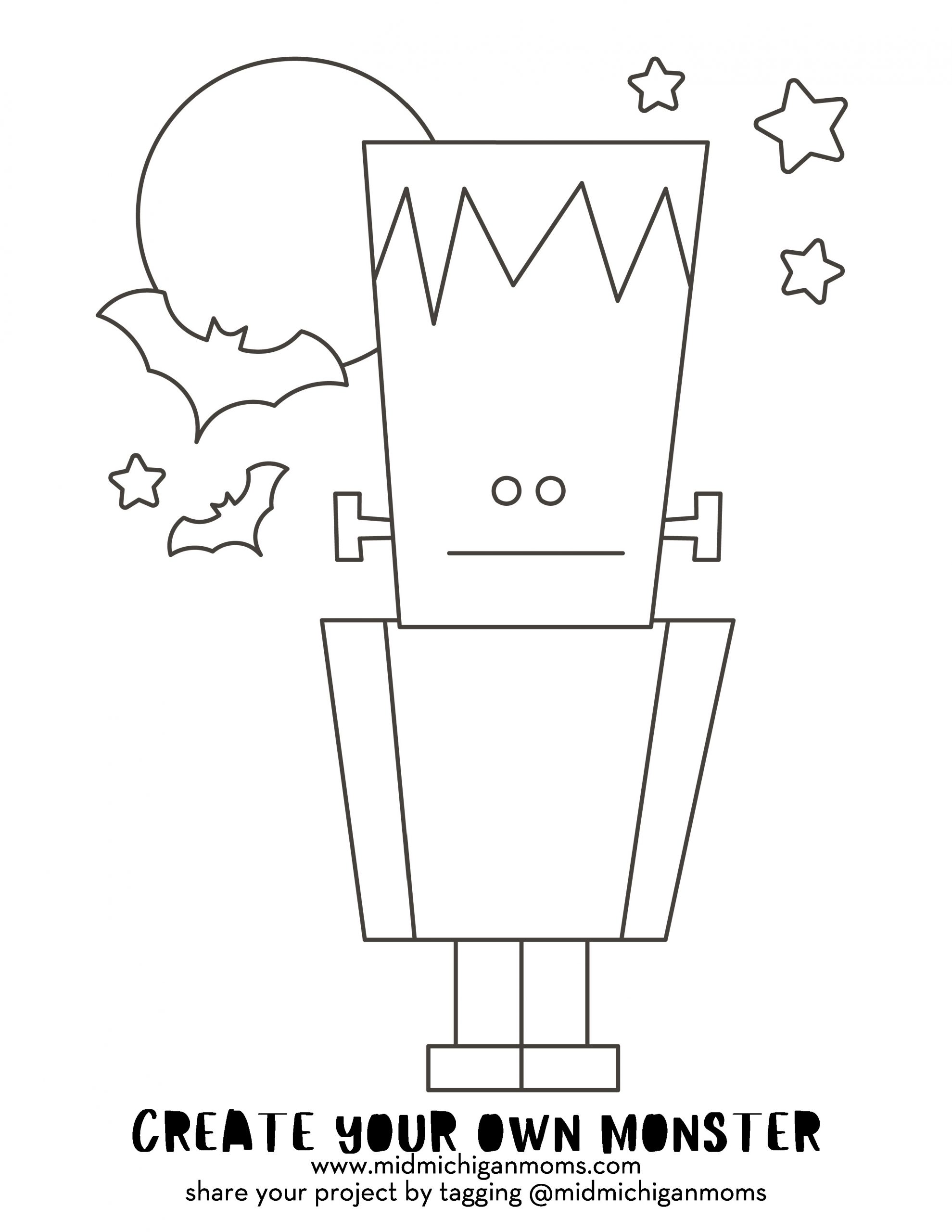 Halloween coloring printables monster maker crafts