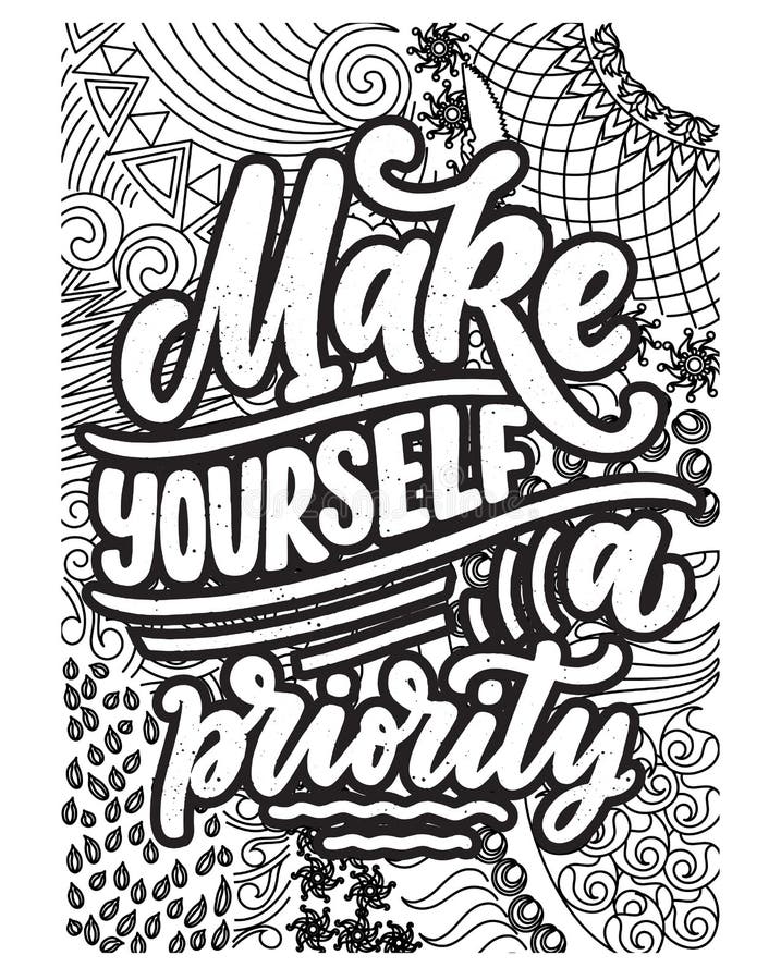 Inspirational words coloring book pagesmotivational quotes coloring pages design stock vector