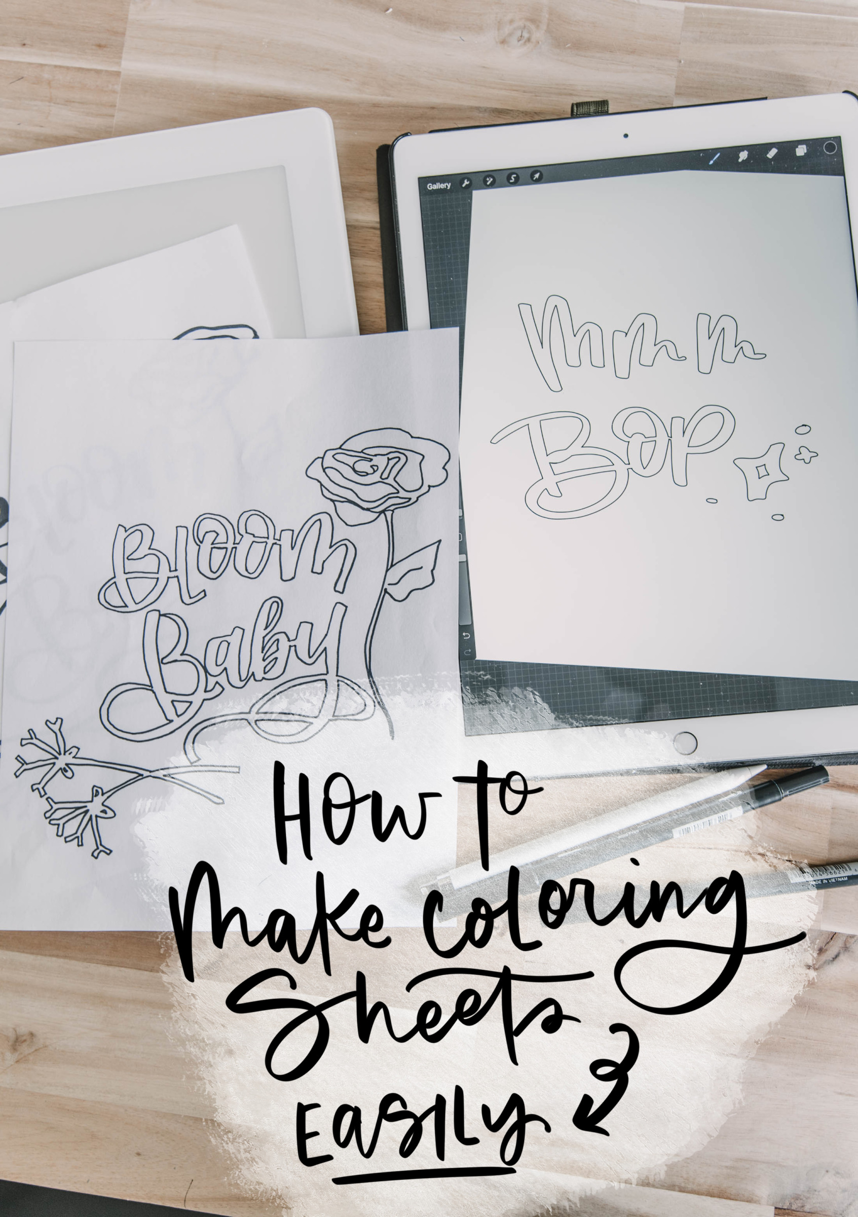 How to make your own coloring sheets from hand lettering