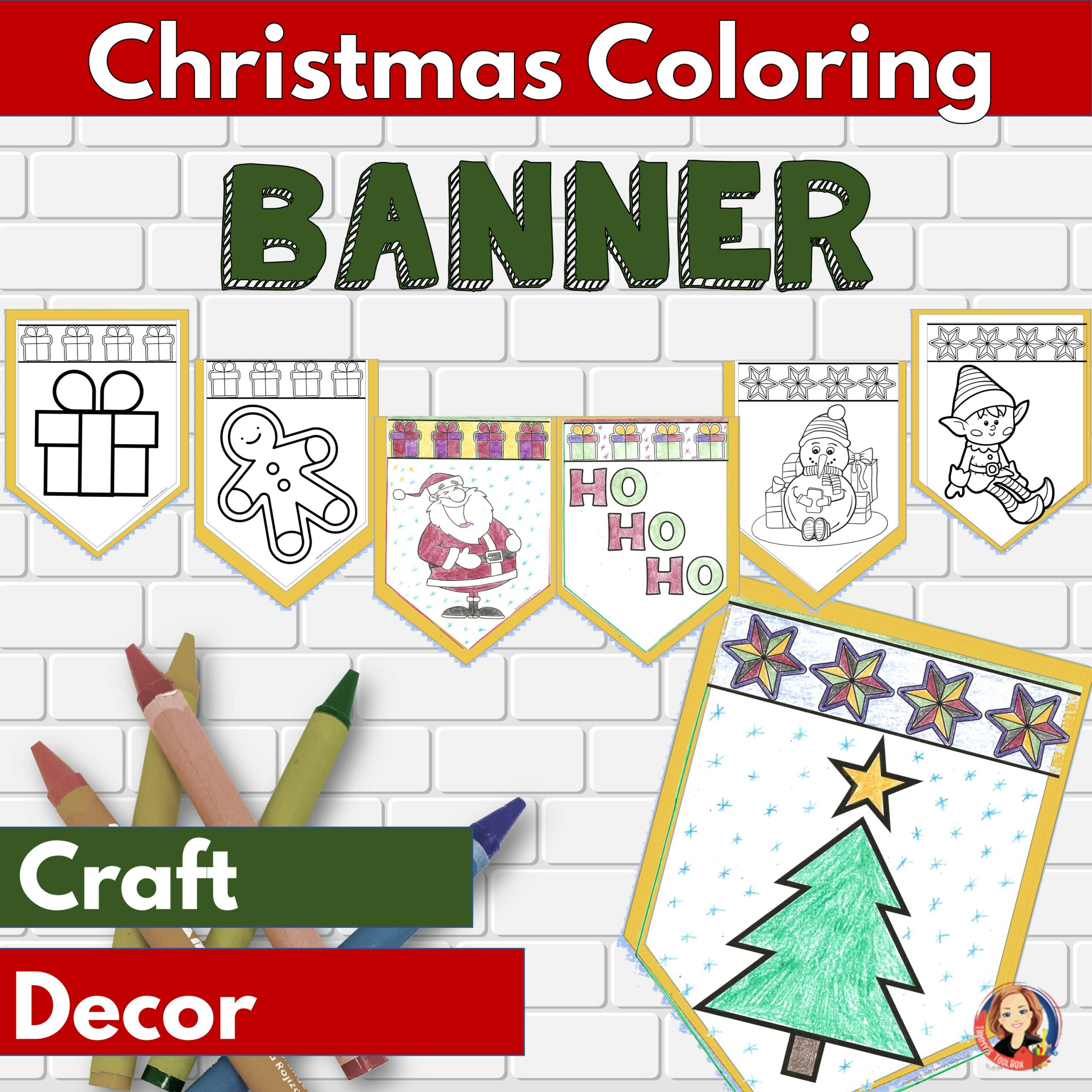 Printable christmas coloring pages to make your own holiday decor banner made by teachers