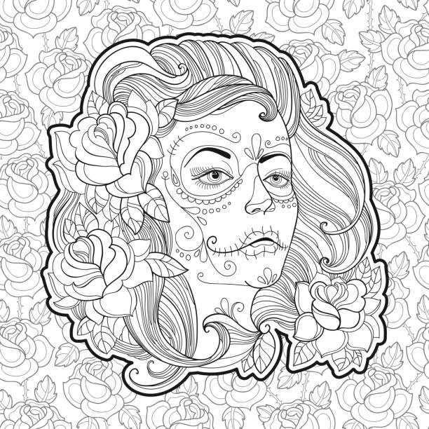 Woman coloring book stock illustrations royalty