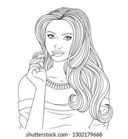 Vector illustration coloring book beautiful girl stock vector royalty free