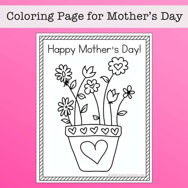 Happy mothers day coloring page free printable flower coloring page