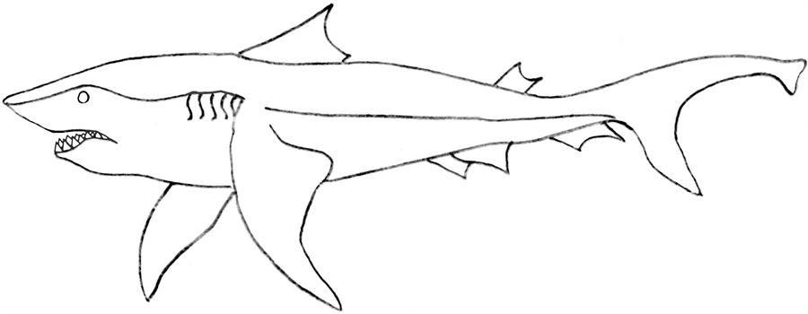 Killer shark printable coloring page for kids