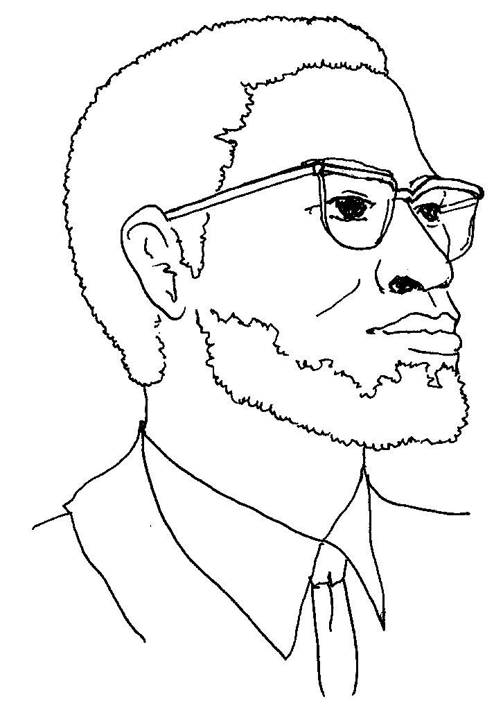 Malcolm x desenho africano dia da conciencia negra arte de fumaãa