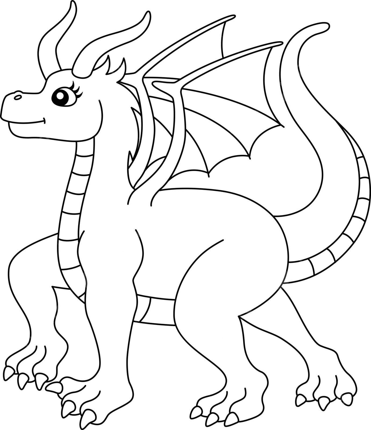 Walking female dragon coloring page isolated colouring page beautiful line vector colouring page beautiful line png and vector with transparent background for free download