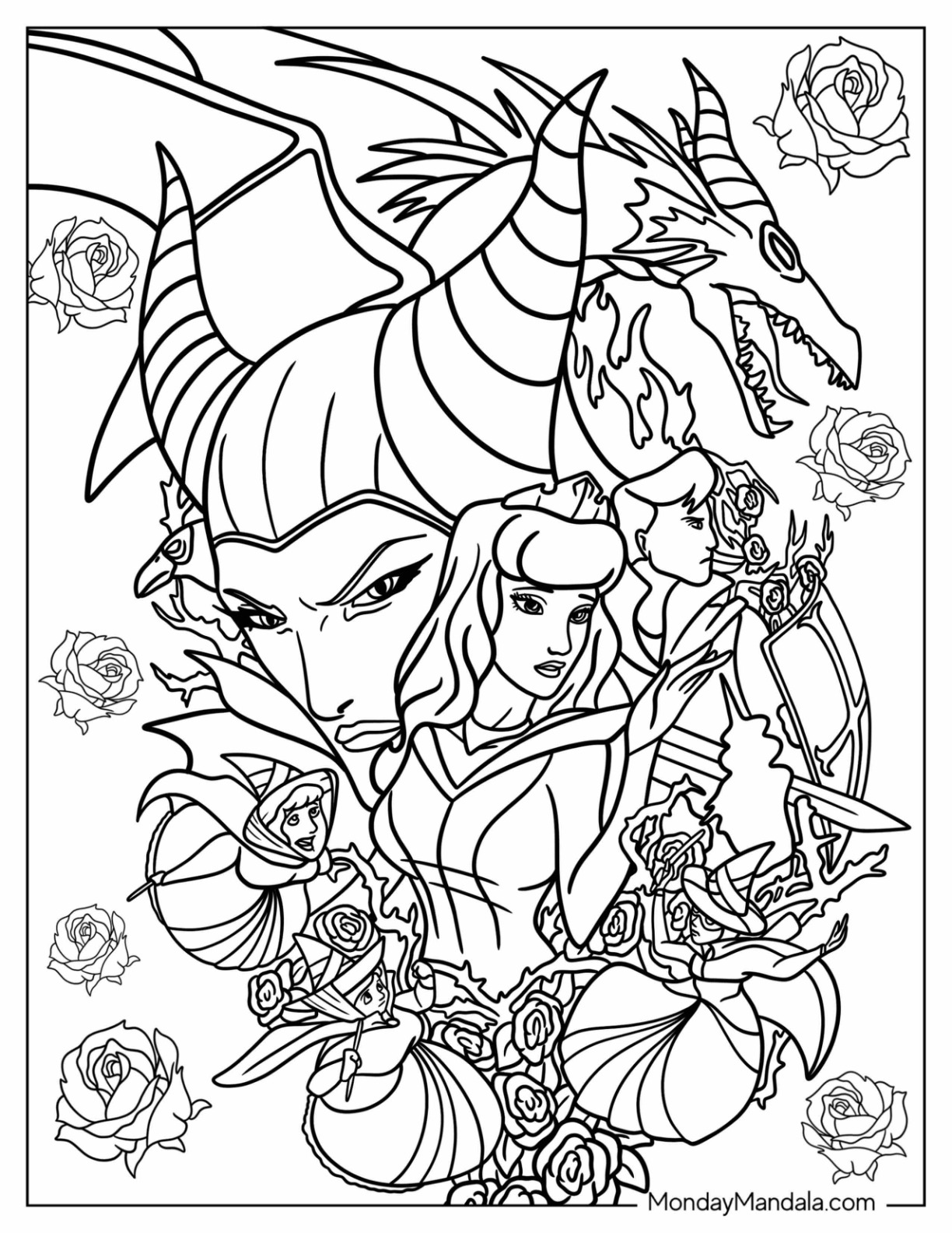 Maleficent coloring pages free pdf printables