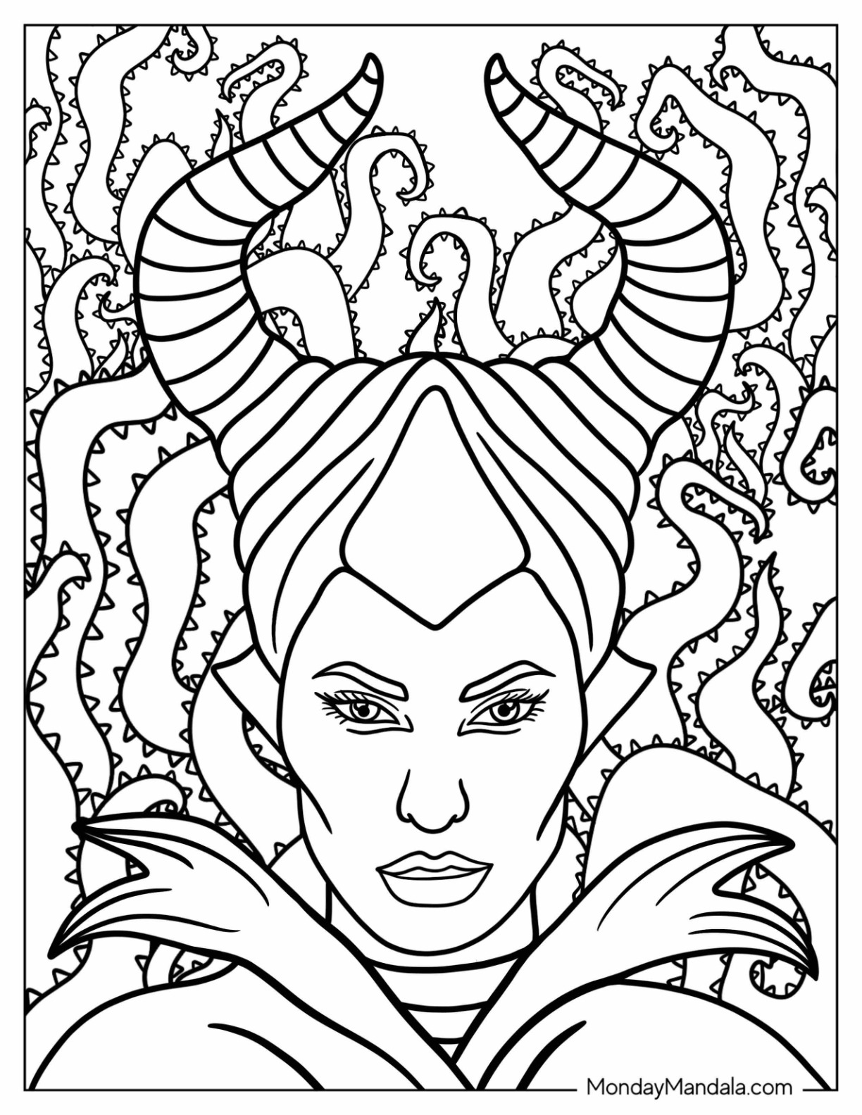 Maleficent coloring pages free pdf printables