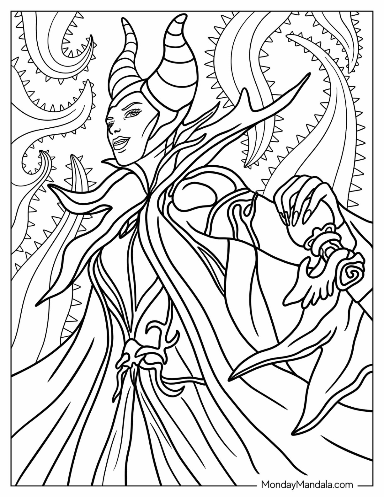 Maleficent coloring pages free pdf printables