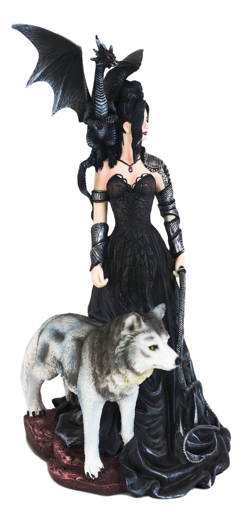 Gothic maestra maleficent witch fairy with alpha wolf and black dragonâ ebros gift