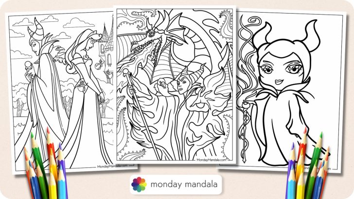 Maleficent coloring pages free pdf printables