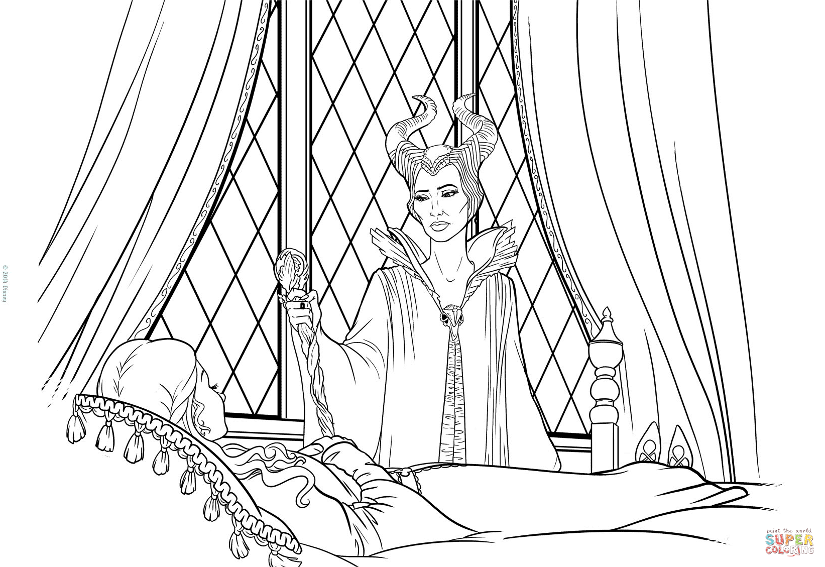 Maleficent apologizes to aurora coloring page free printable coloring pages