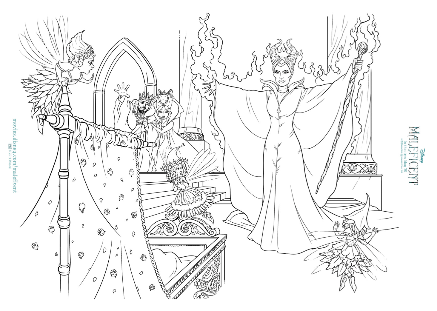 Free maleficent and aurora coloring sheets