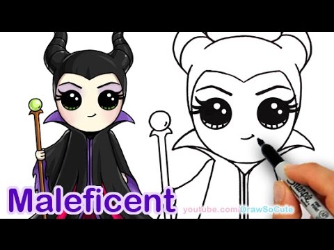 How to draw disney aleficent chibi step by step cute